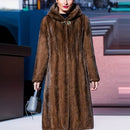 Casaco Feminino Longo com Capuz, Degradê . – Inverno