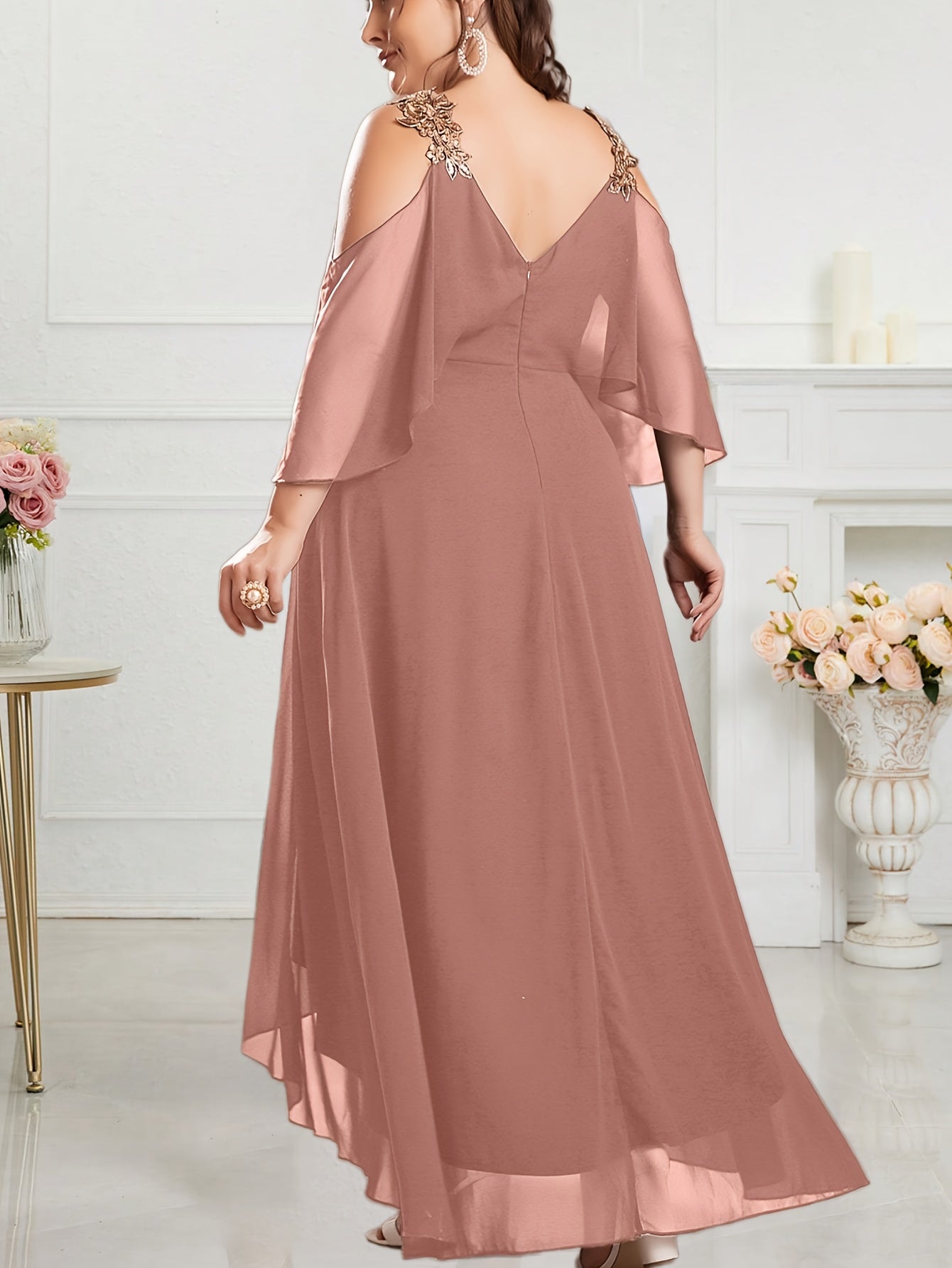 Vestido Longo em Chiffon com Decote V Max Dress