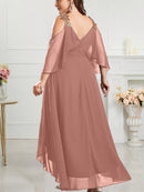 Vestido Longo em Chiffon com Decote V Max Dress