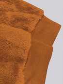 Casaco Feminino Peluciado com Capuz – Azul e Bege em Blocos de Cor