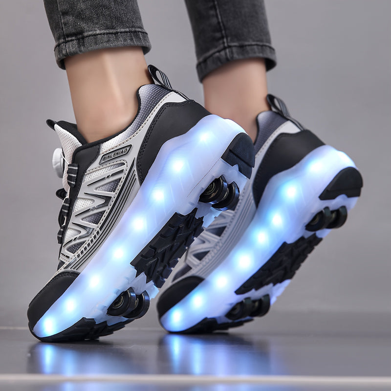 Tênis de Rodinha Infantil com LED Azul – Recarregável e Super Confortável