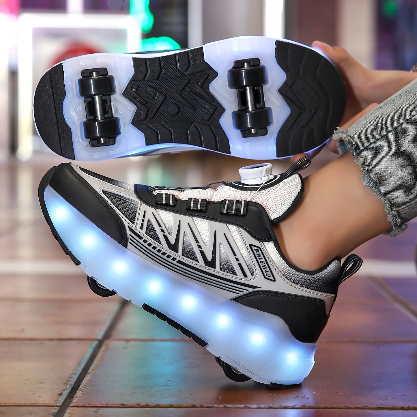 Tênis de Rodinha Infantil com LED Azul – Recarregável e Super Confortável