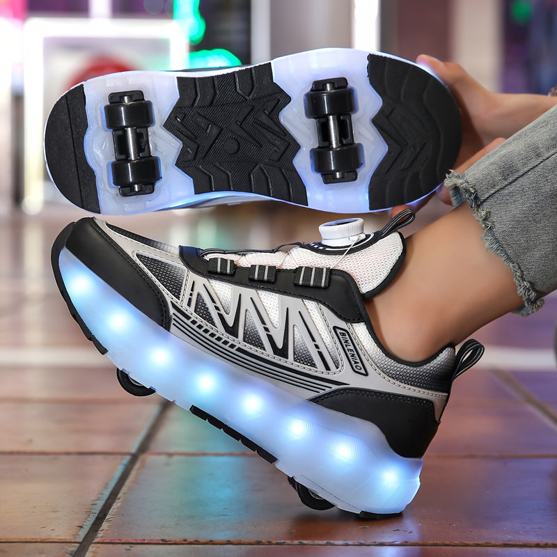 Tênis de Rodinha Infantil com LED Azul – Recarregável e Super Confortável