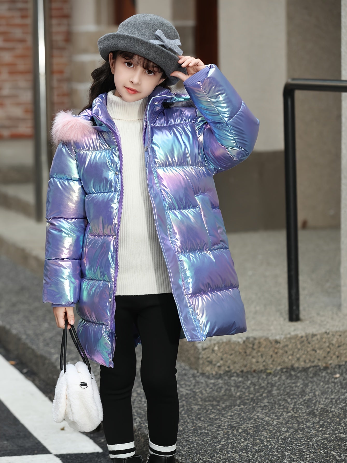 Casaco Infantil Feminino Ombre com Capuz – Quentinho, Longo e Estiloso para o Inverno