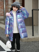 Casaco Infantil Feminino Ombre com Capuz – Quentinho, Longo e Estiloso para o Inverno