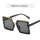 "Lentes de Sol Femininas Grandes Personalizadas, Quadradas e Sem Armação UV.