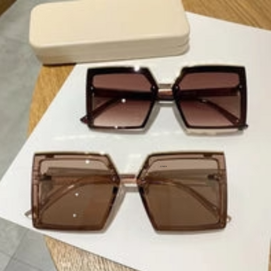 "Lentes de Sol Femininas Grandes Personalizadas, Quadradas e Sem Armação UV.