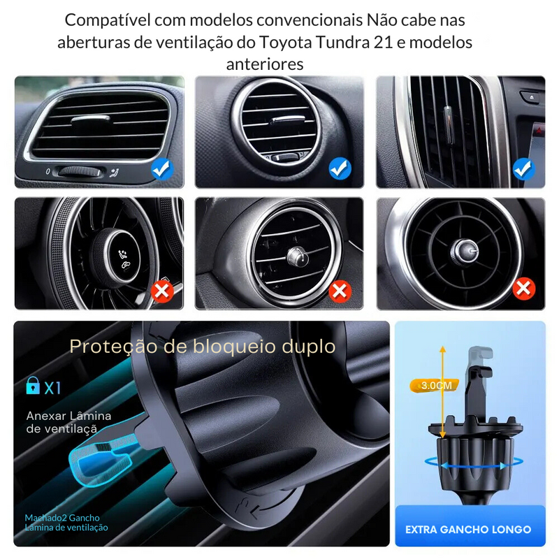 Suporte de Telefone para Carro com Gravidade – Suporte de Ventilação de Ar para iPhone, Samsung, Huawei e GPS .