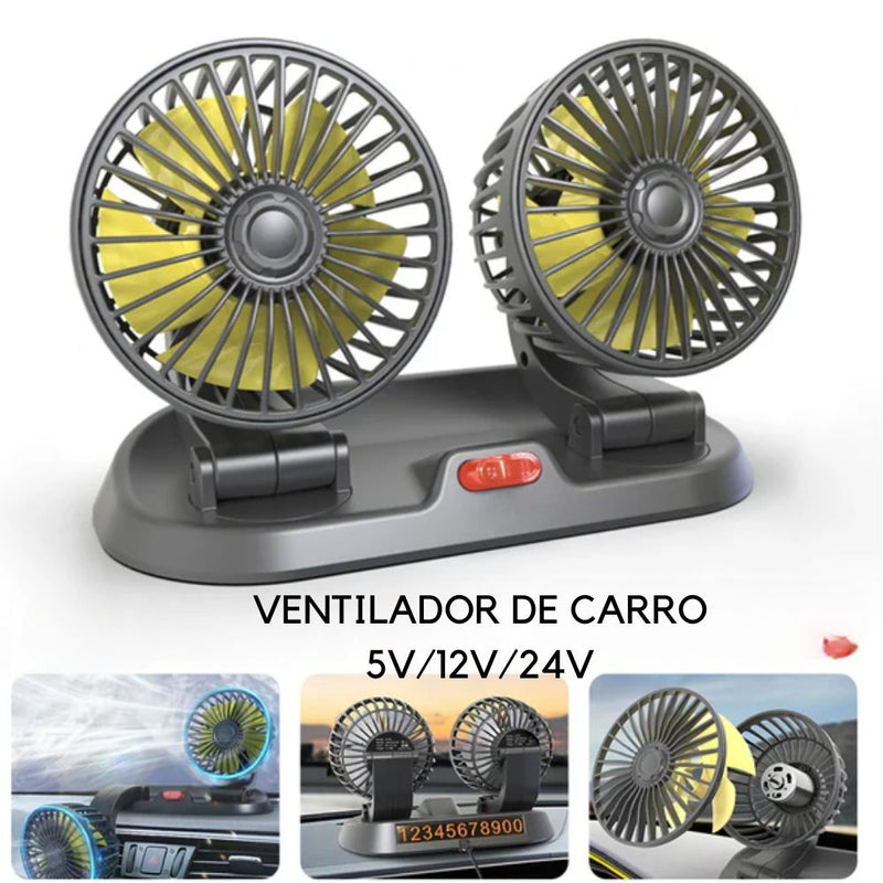 Ventilador de veículos automotivos 5V 12V 24V Dual Head Usb Dupla  Ventilaçâo.