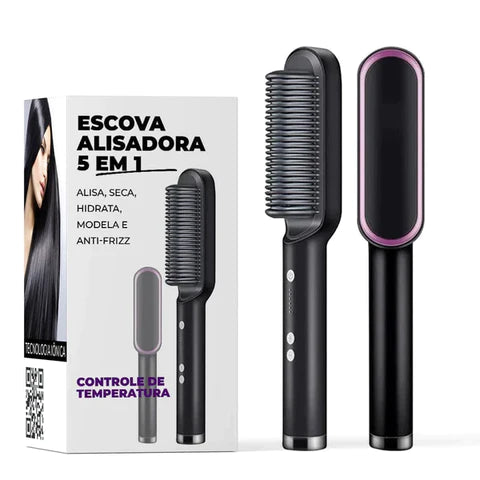 ESCOVA ALISADORA GLASSY GOLD Bivolt 5 EM 1 Sucesso